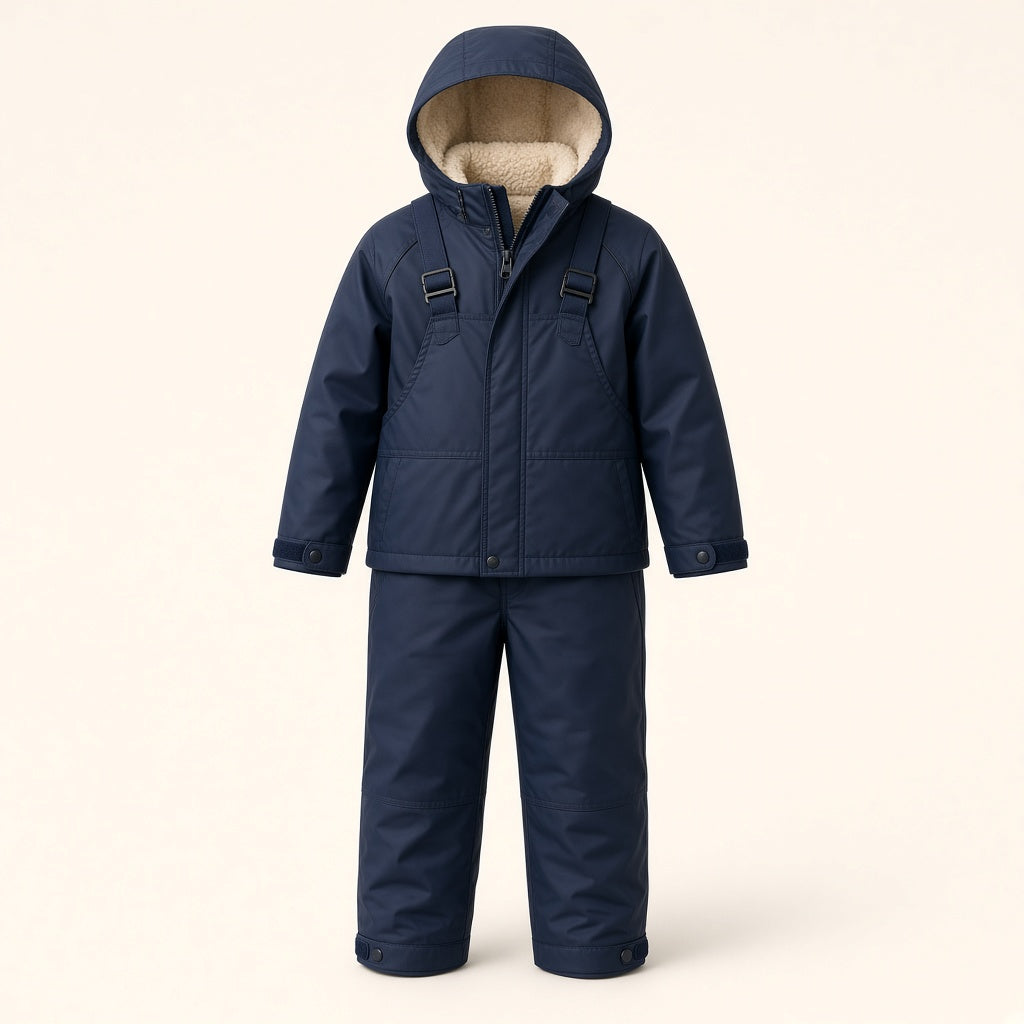 Vloena Palme rain set, marine navy jacket and trousers, Google Shopping cutout on paper