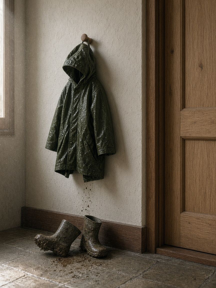 Palme rain set hung by the door